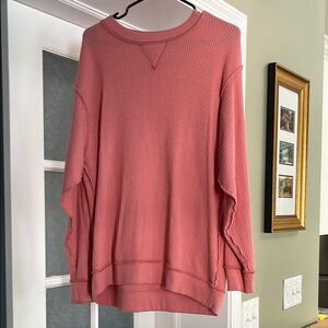 Aerie Coral Waffle Knit Top